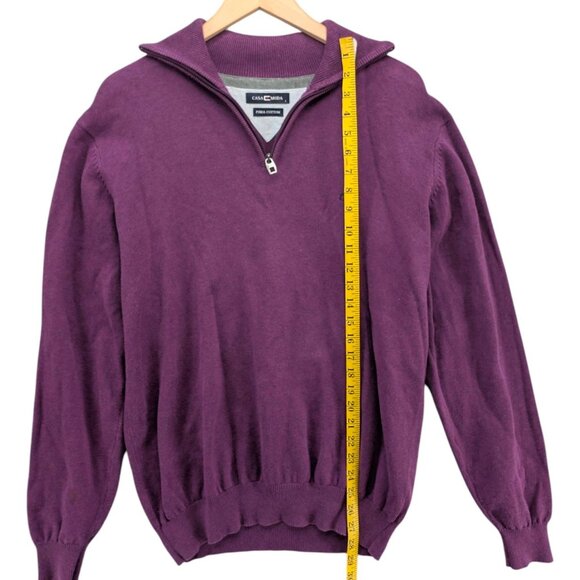 Casa Moda 1/4 Zip Sweater Mens Purple Pima Cotton Knit Pullover Size L - Picture 5 of 8